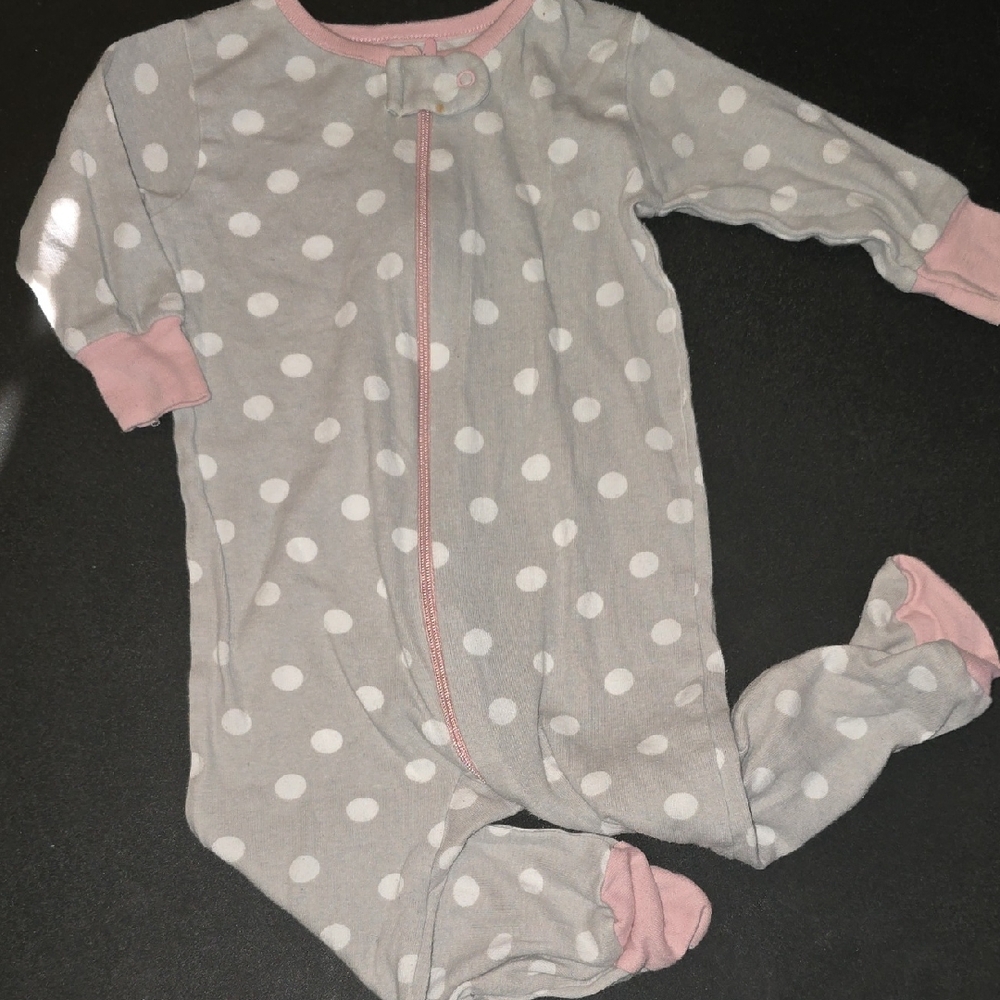 Wonder Nation Gray and Pink Polka Dot Footies